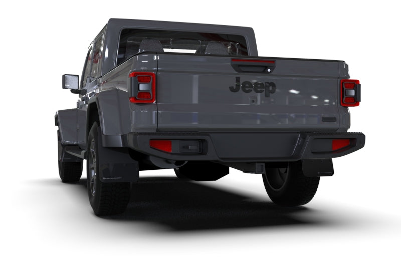 Rally Armor 19-23 Jeep JT Gladiator Mojave/Rubicon Black Mud Flap w/ Metallic Black Logo - Black Ops Auto Works