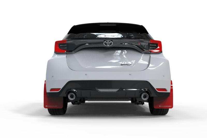 Rally Armor 20-22 Toyota GR Yaris Hatchback Red Mud Flap w/ White Logo - Black Ops Auto Works