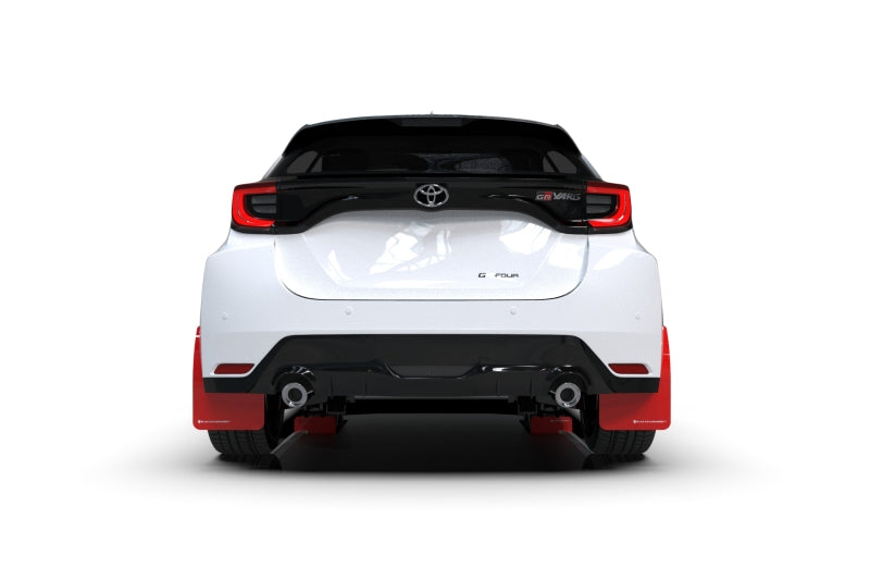 Rally Armor 20-22 Toyota GR Yaris Hatchback Red Mud Flap w/ White Logo - Black Ops Auto Works