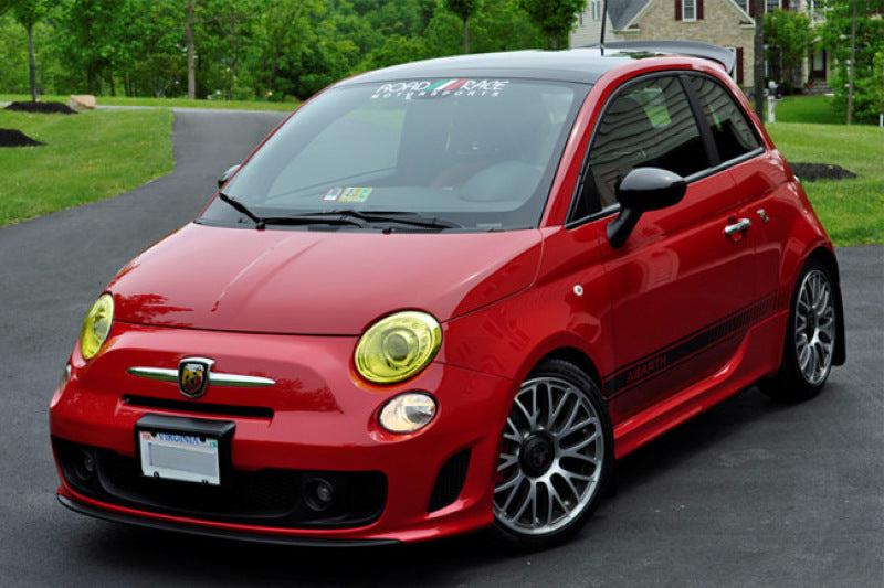 Rally Armor 2012-18 Fiat 500 (Pop/Sport/Lounge/Abarth) Red Mud Flap w/ White Logo - Black Ops Auto Works