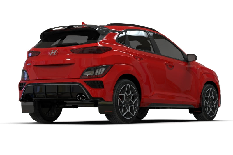 Rally Armor 2022 Hyundai Kona N Line Black UR Mud Flap w/ White Logo - Black Ops Auto Works