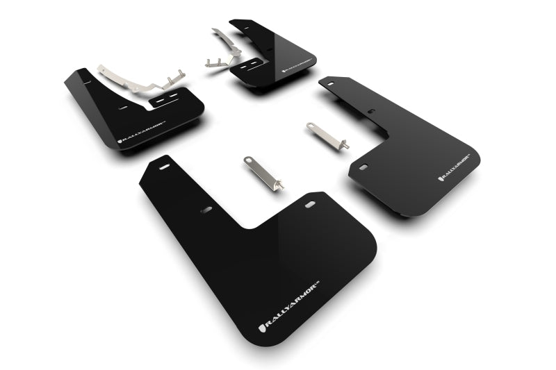 Rally Armor 2022 MK8 Volkswagen Golf GTI/R Black UR Mud Flap w/ White Logo - Black Ops Auto Works