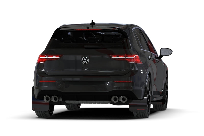 Rally Armor 2022 MK8 Volkswagen Golf GTI/R Black UR Mud Flap w/ White Logo - Black Ops Auto Works