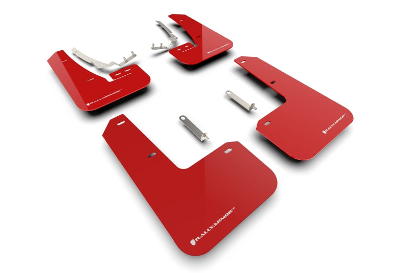 Rally Armor 2022 MK8 Volkswagen Golf GTI/R Red UR Mud Flap w/ White Logo - Black Ops Auto Works