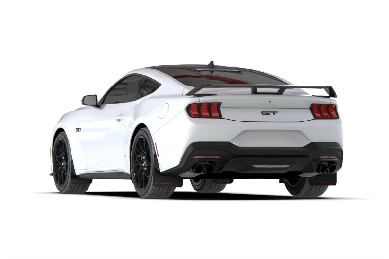 Rally Armor 2024+ Ford Mustang Black UR Mud Flap w/ Metallic Black Logo Rally Armor RALMF126-UR-BLK-MBK