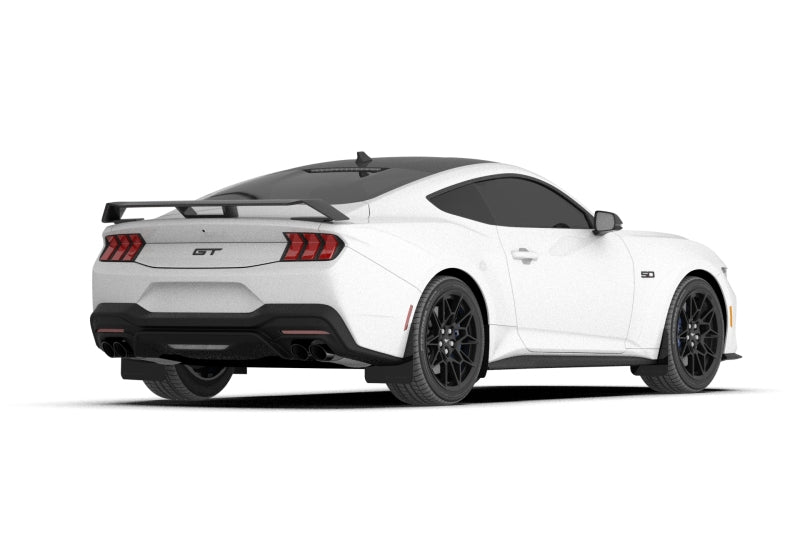 Rally Armor 2024+ Ford Mustang Black UR Mud Flap w/ Metallic Black Logo Rally Armor RALMF126-UR-BLK-MBK