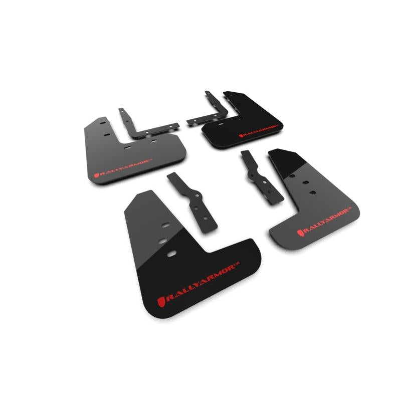 Rally Armor 2024+ Ford Mustang Black UR Mud Flap w/ Red Logo Rally Armor RALMF126-UR-BLK-RD