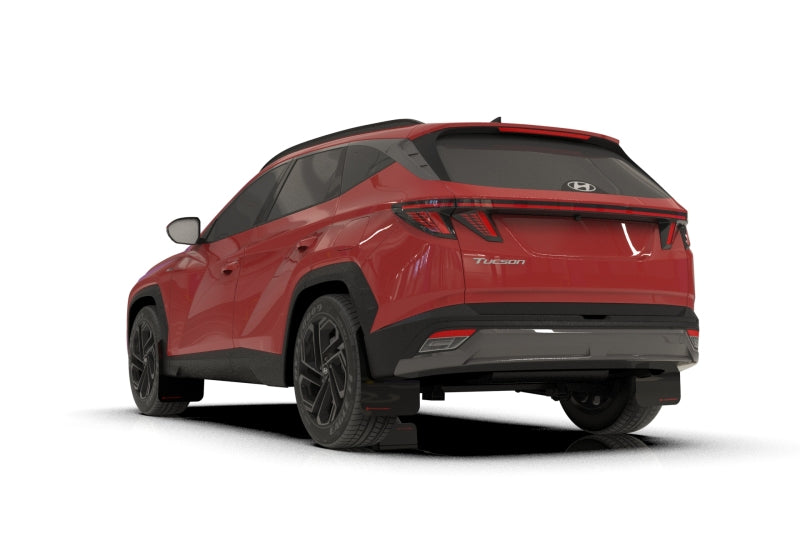 Rally Armor 2025+ Hyundai Tucson (Excl. ICE & XRT) Black UR Mud Flap w/ White Logo Rally Armor RALMF135-UR-BLK-WH