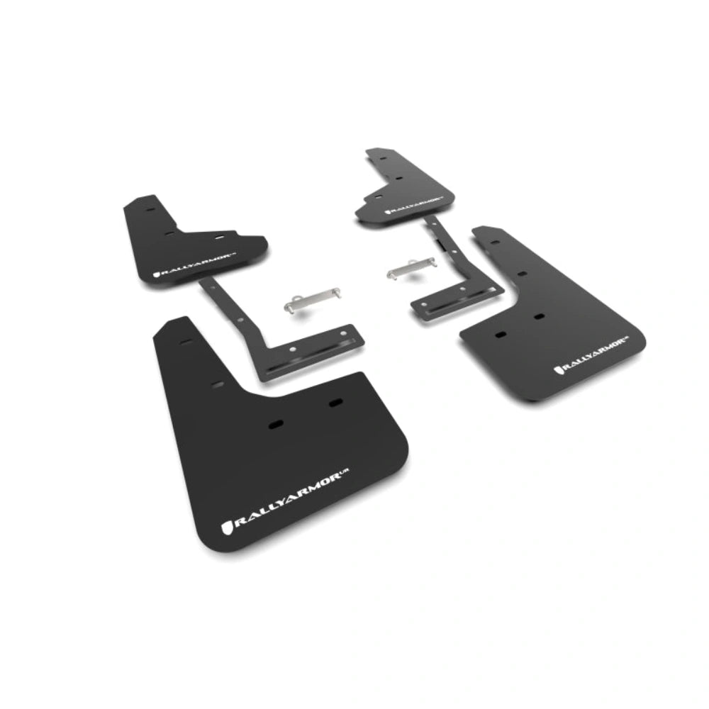 Rally Armor MF156-UR-BLK-WH Black UR Mud Flap Kit with White Logo - 2026 Subaru Trailseeker - Rally Armor MF156-UR-BLK-WH