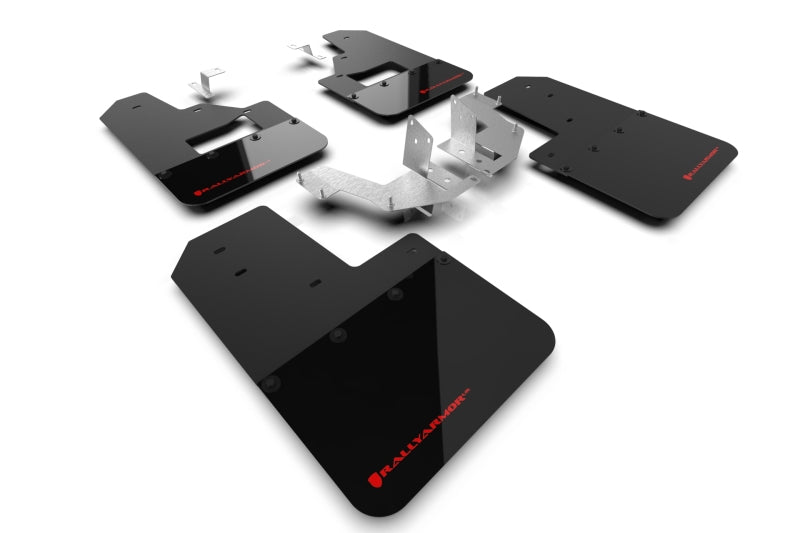 Rally Armor 21-22 Ford Bronco (Plstc Bmpr + RB - NO Rptr/Sprt) Blk Mud Flap w/Red Logo - Black Ops Auto Works