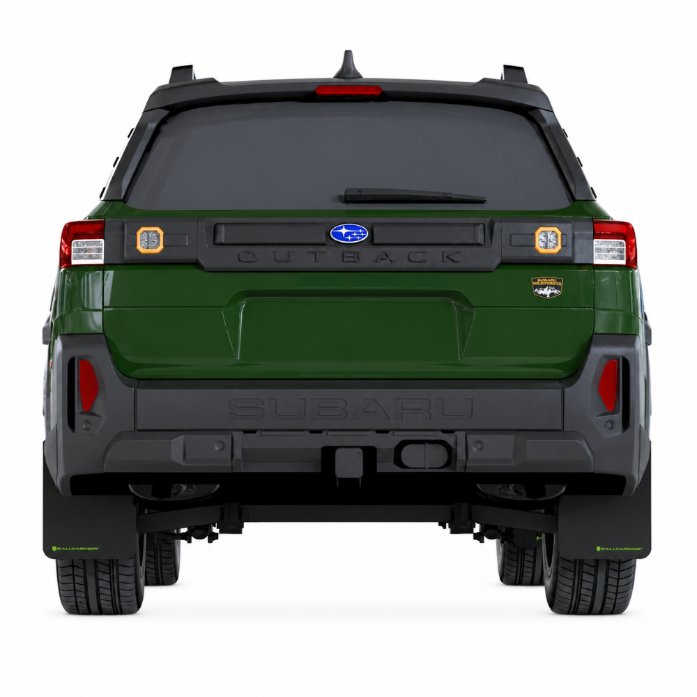 Rally Armor MF136-UR-BLK-AGN black mud flaps for 2026 Subaru Outback