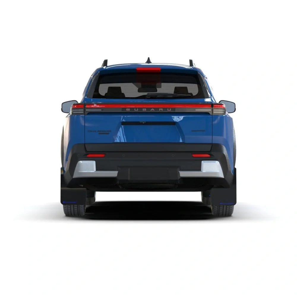 Rally Armor MF156-UR-BLK-BL black UR mud flap kit with blue logo for 2026 Subaru Trailseeker, product photo 2