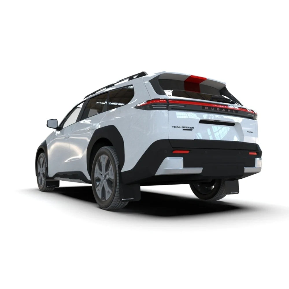 Rally Armor MF156-UR-BLK-MBK black UR mud flap kit with metallic black logo for 2026 Subaru Trailseeker, product photo 3