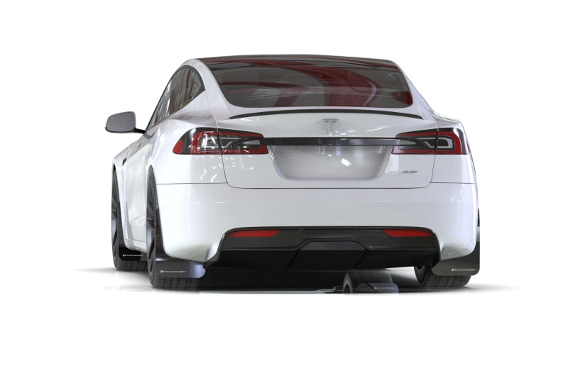 Rally Armor 21-23 Tesla Model S/ S Plaid Black UR Mud Flap w/ Metallic Black Logo - Rally Armor MF101-UR-BLK-MBK