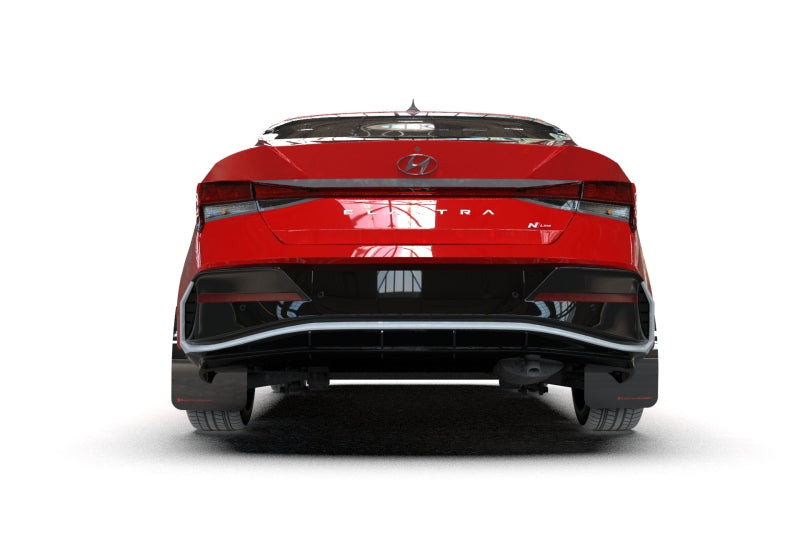 Rally Armor 2024+ Hyundai Elantra N Line Black Mud Flap w/ Red Logo - Rally Armor MF120-UR-BLK-RD