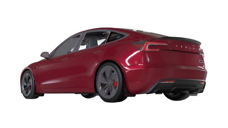 Rally Armor 2024 Tesla Model 3 Highland Black UR Mud Flap White Logo - Rally Armor MF122-UR-BLK-WH