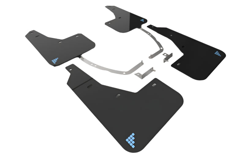 Rally Armor 2025 Hyundai Ioniq 5 PE Blk Mud Flap w/Light Blue Battery Logo - Rally Armor MF137-BAT-BLK-PBL
