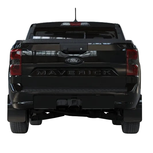 Rally Armor UR Urethane Mud Flaps, Black with Metallic Black Logo for 2022-2026 Ford Maverick - Rally Armor MF145-UR-BLK-MBK