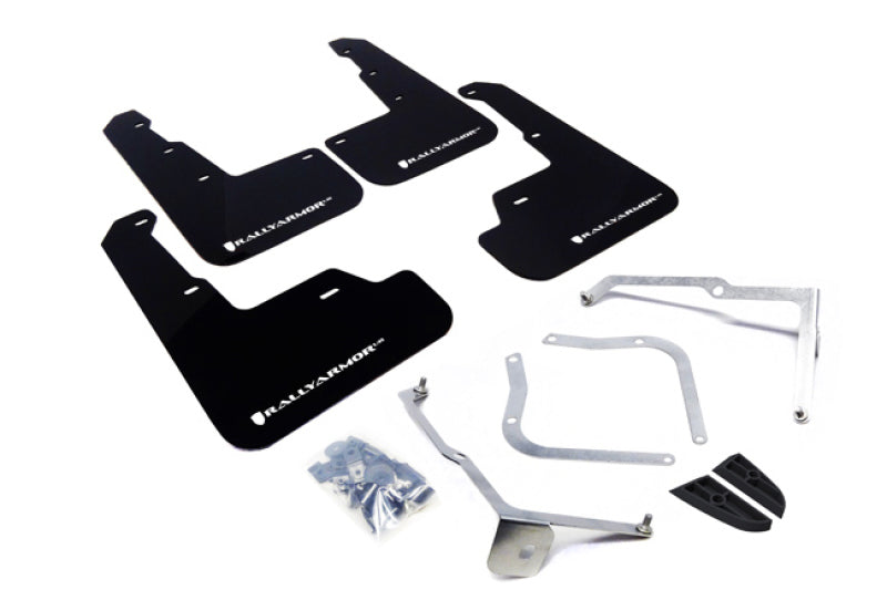 Rally Armor 15-21 Subaru WRX/STI (Sedan ONLY) Black UR Mud Flap w/ White Logo - Rally Armor MF32-UR-BLK/WH