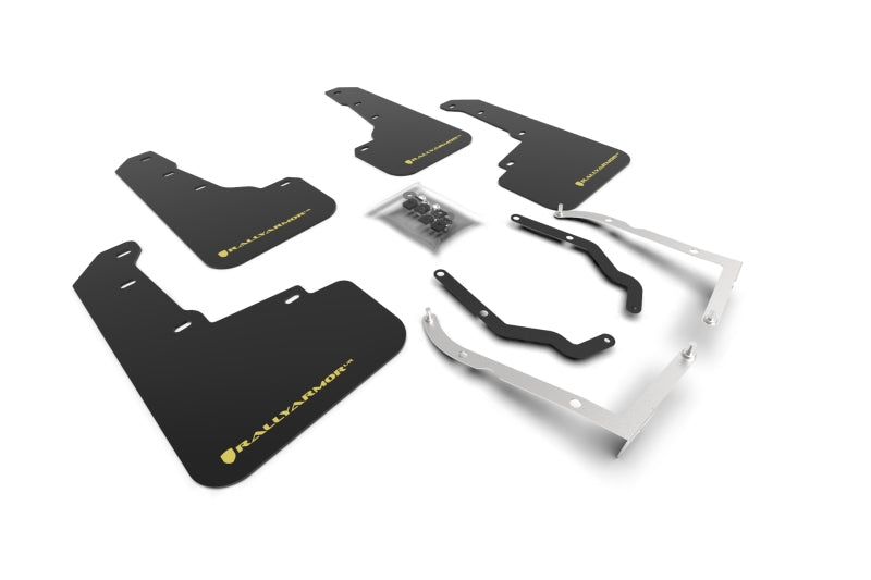 Rally Armor 18-22 Subaru Crosstrek Lift/AT Black UR Mud Flap w/Yellow Pearl Logo - Rally Armor MF46-LTUR-BLK/PYP