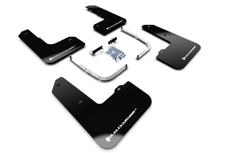 Rally Armor 19-22 Hyundai Veloster N Black UR Mud Flap w/ White Logo - Rally Armor MF57-UR-BLK/WH