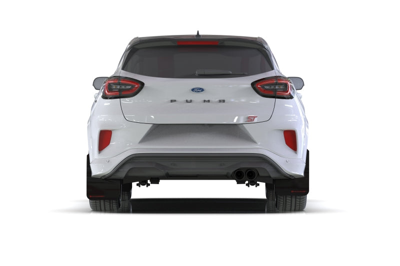 Rally Armor 20-22 Ford Puma ST Black Mud Flap w/ White Logo - Rally Armor MF86-UR-BLK-WH