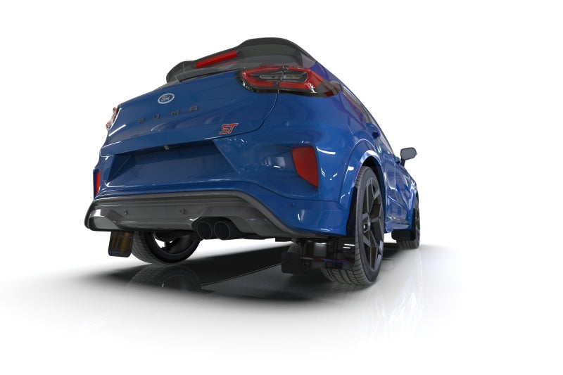 Rally Armor 20-22 Ford Puma ST Black Mud Flap w/ White Logo - Rally Armor MF86-UR-BLK-WH