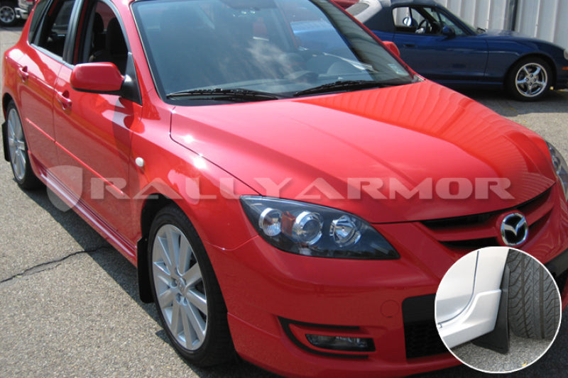 Rally Armor 04-09 Mazda3/Speed3 Basic Black Mud Flap w/ Black Logo - Rally Armor MF9-BAS-BLK