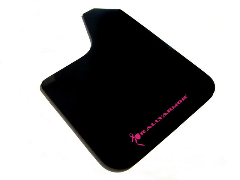 Rally Armor Universal Fit (No Hardware) Basic Black Mud Flap w/ Pink Logo - Black Ops Auto Works