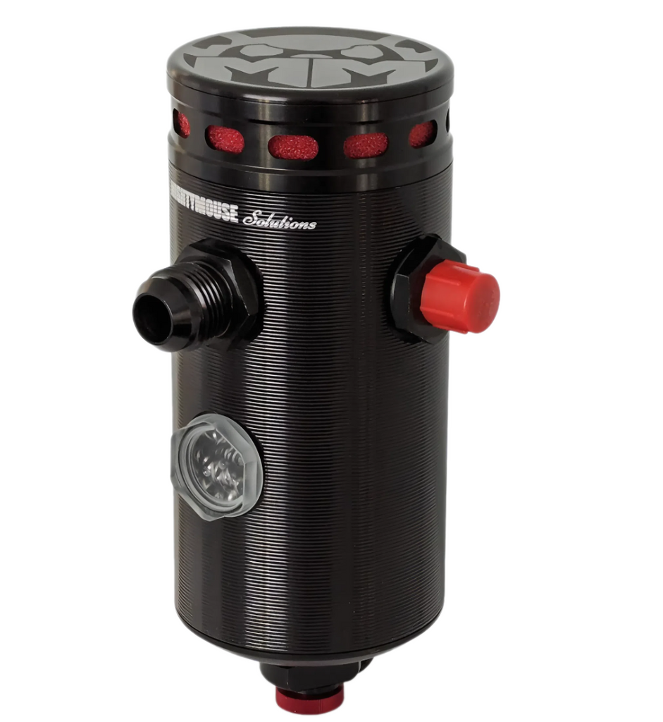 Billet can body and sight glass close-up