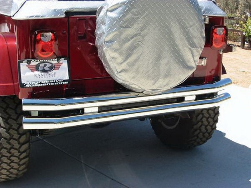 Rampage 1976-1983 Jeep CJ5 Double Tube Rear Bumper - Stainless - Black Ops Auto Works