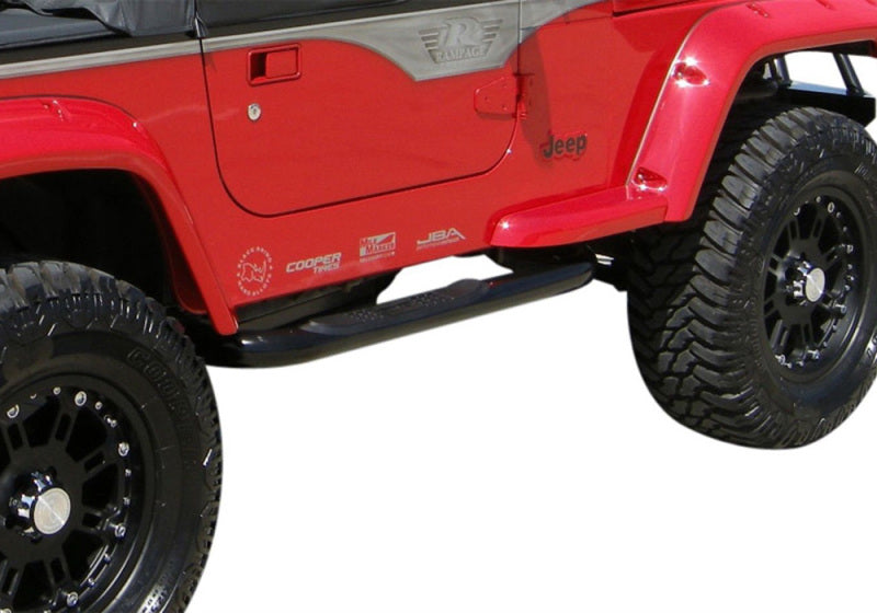Rampage 1987-1995 Jeep Wrangler(YJ) 3 Inch Round Nerf Bar - Black - Black Ops Auto Works