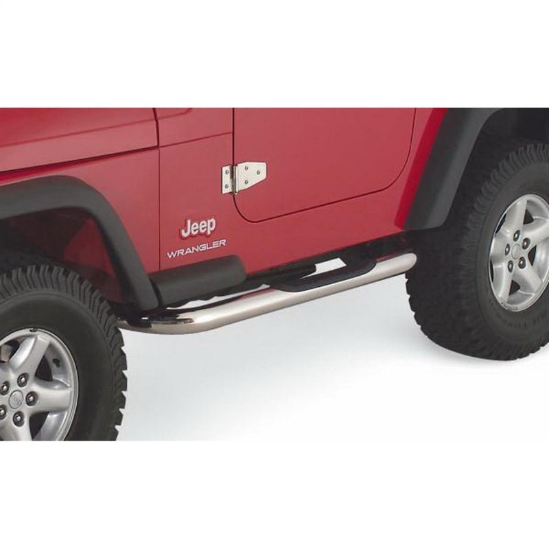 Rampage 1987-1995 Jeep Wrangler(YJ) 3 Inch Round Nerf Bar - Polished - Black Ops Auto Works