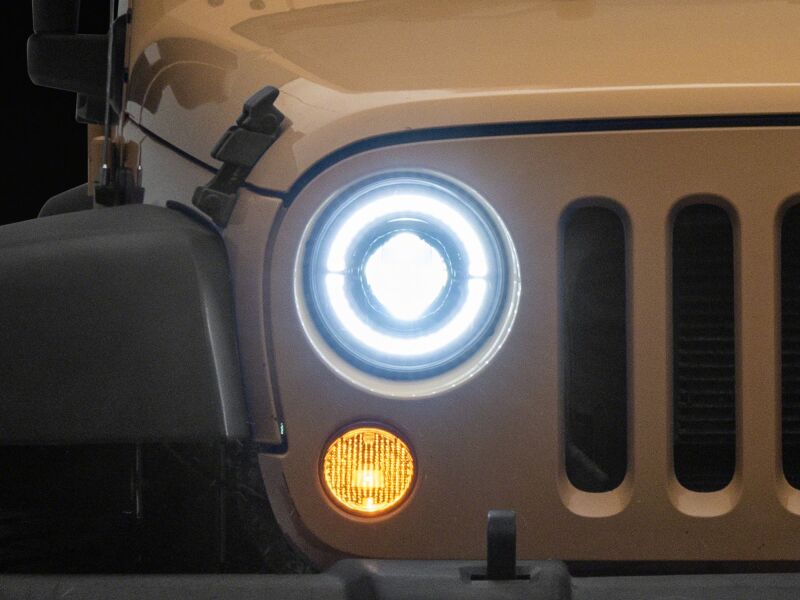 Raxiom Raxiom 07-08 Jeep Wrangler JK Hi Output LED Headlights/Angel Eye DRL- Black Housing- Clear Lens
