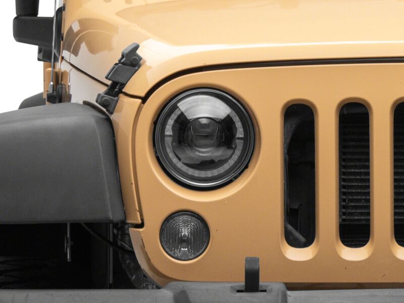 Raxiom Raxiom 07-08 Jeep Wrangler JK Hi Output LED Headlights/Angel Eye DRL- Black Housing- Clear Lens