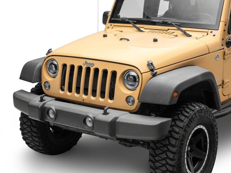 Raxiom Raxiom 07-08 Jeep Wrangler JK Hi Output LED Headlights/Angel Eye DRL- Black Housing- Clear Lens