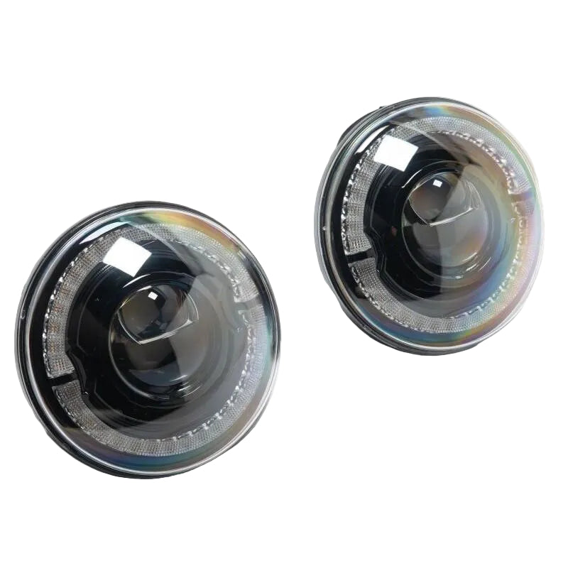 Raxiom Raxiom 07-08 Jeep Wrangler JK Hi Output LED Headlights/Angel Eye DRL- Black Housing- Clear Lens