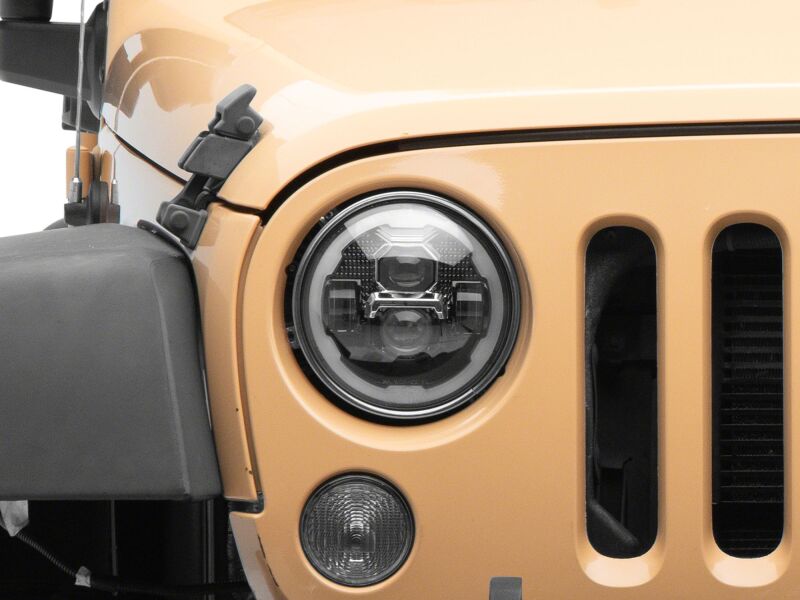 Raxiom Raxiom 07-18 Jeep Wrangler Axial Series 7-Inch LED Headlights w DRL/ Black Housing - Clear Lens
