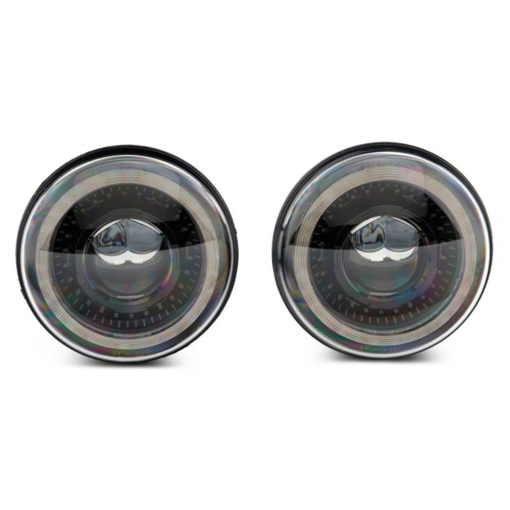 Raxiom 07-18 Jeep Wrangler JK Axial Series 7-In Dragon Eye LED Headlights- Blk Housing (Clear Lens) - Raxiom J167194