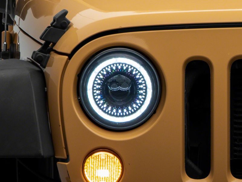 Raxiom Raxiom 07-18 Jeep Wrangler JK Axial Series 7-In Dragon Eye LED Headlights- Blk Housing (Clear Lens)