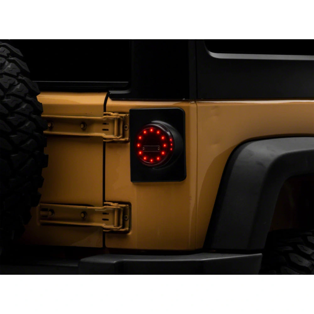 Raxiom 07-18 Jeep Wrangler JK Axial Series Halo LED Tail Lights- Black Housing (Clear Lens) - Raxiom J164240
