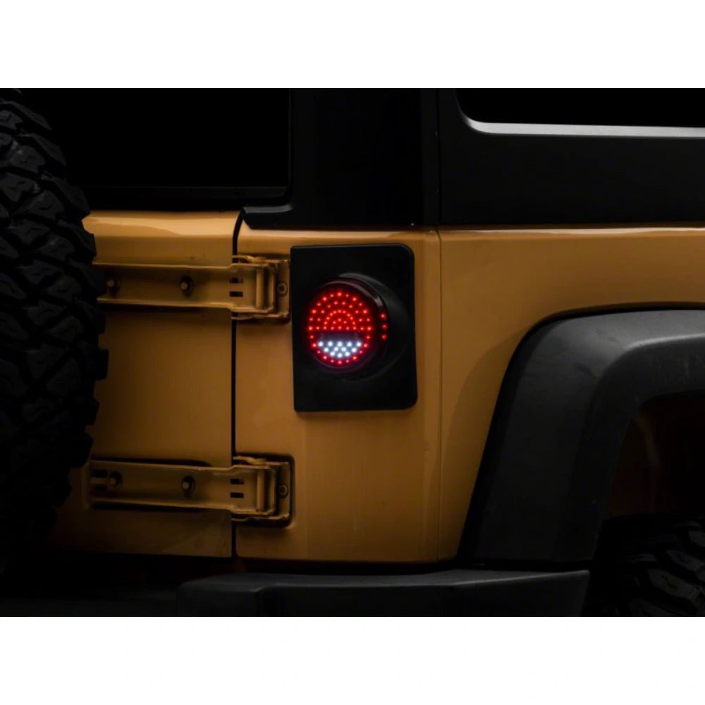 Raxiom 07-18 Jeep Wrangler JK Axial Series Halo LED Tail Lights- Black Housing (Clear Lens) - Raxiom J164240