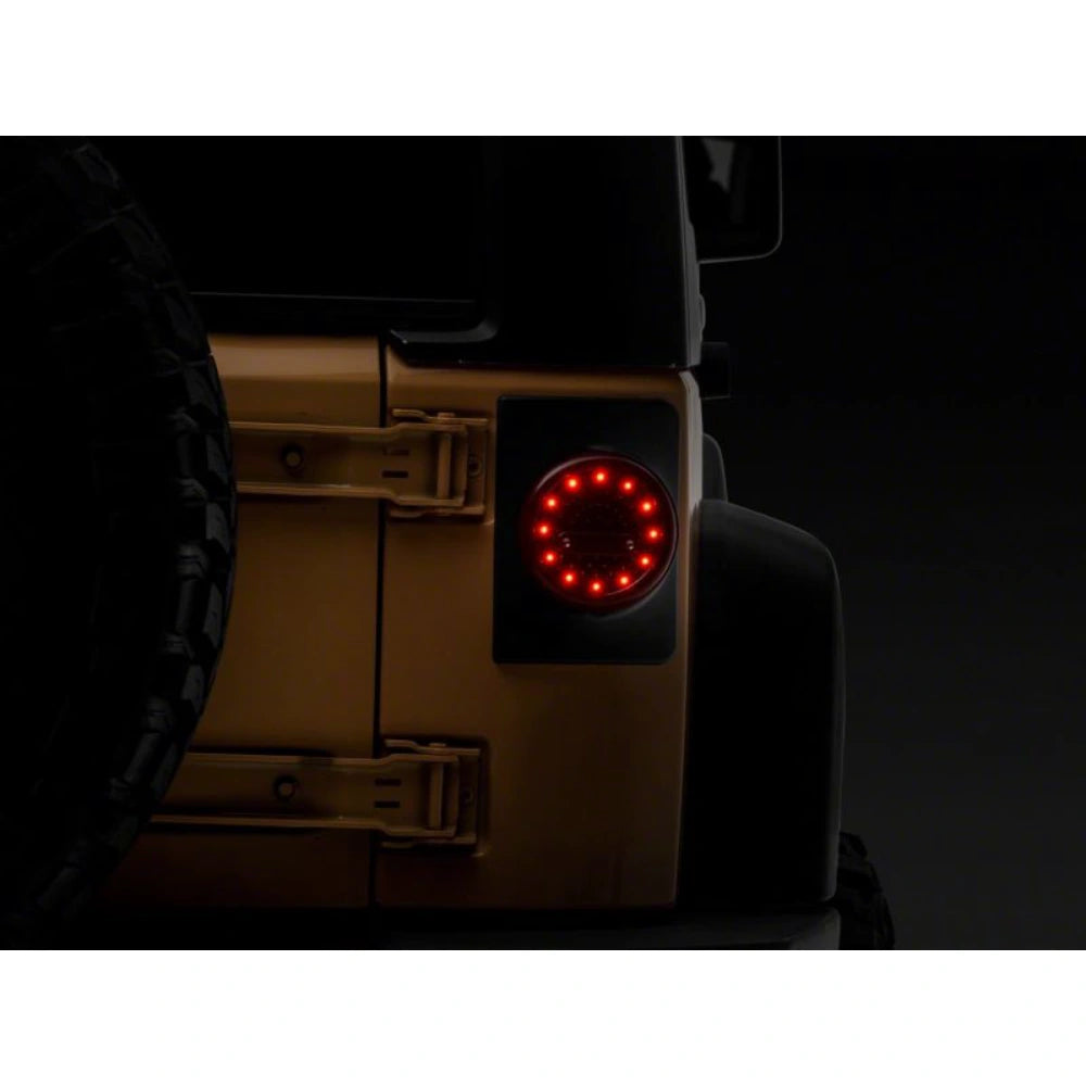 Raxiom 07-18 Jeep Wrangler JK Axial Series Halo LED Tail Lights- Black Housing (Clear Lens) - Raxiom J164240