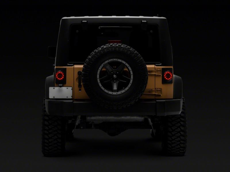 Raxiom Raxiom 07-18 Jeep Wrangler JK Axial Series Halo LED Tail Lights- Black Housing (Clear Lens)