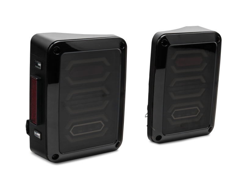 Raxiom 07-18 Jeep Wrangler JK LED Tail Lights- Black Housing (Smoked Lens)-Tail Lights-Raxiom-810020645552-