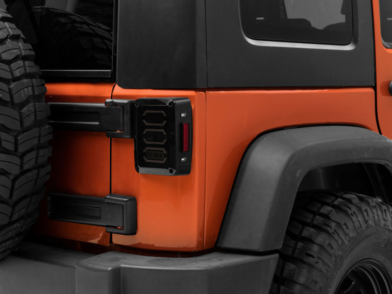 Raxiom 07-18 Jeep Wrangler JK LED Tail Lights- Black Housing (Smoked Lens)-Tail Lights-Raxiom-810020645552-
