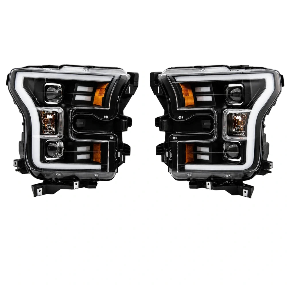 Raxiom 15-17 Ford F-150 G3 Projector Headlights w/ LED Accent- Black Housing (Clear Lens) - Raxiom T542837