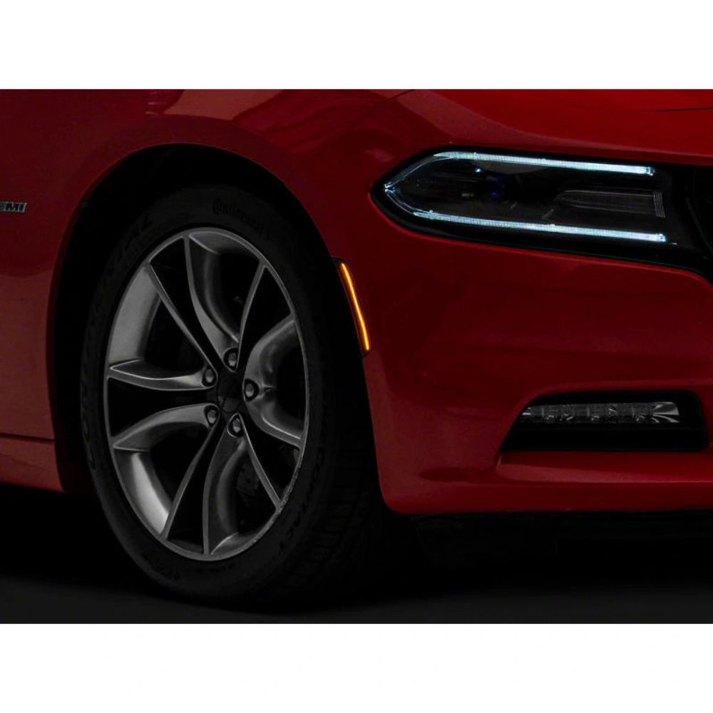 Raxiom 15-23 Dodge Charger Excluding Widebody Axial LED Side Marker Lights Front and Rear- Smoked - Raxiom CR5949