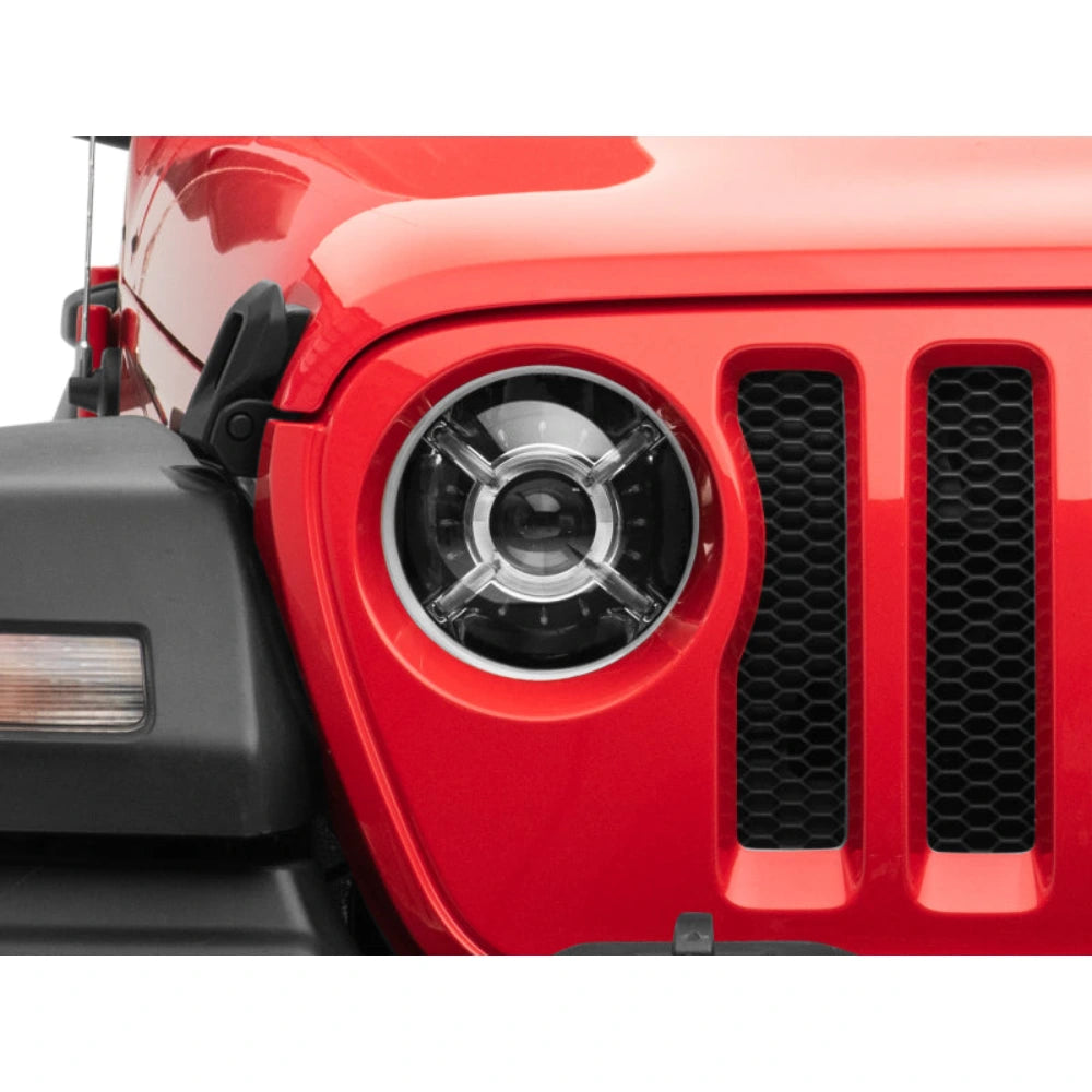 Raxiom 18-22 Jeep Wrangler JL/ JT 9-Inch LED Headlights w/ DRL and Halo- Black Housing (Clear Lens) - Raxiom J137646