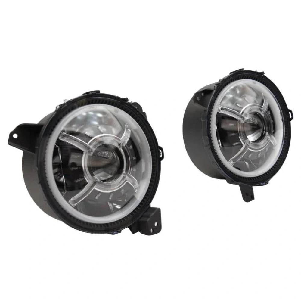 Raxiom 18-22 Jeep Wrangler JL/ JT 9-Inch LED Headlights w/ DRL and Halo- Black Housing (Clear Lens) - Raxiom J137646